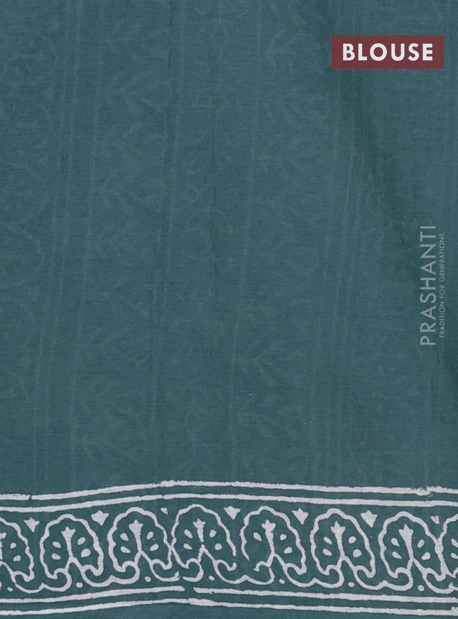 Jaipur cotton saree pastel green with butta prints and printed border