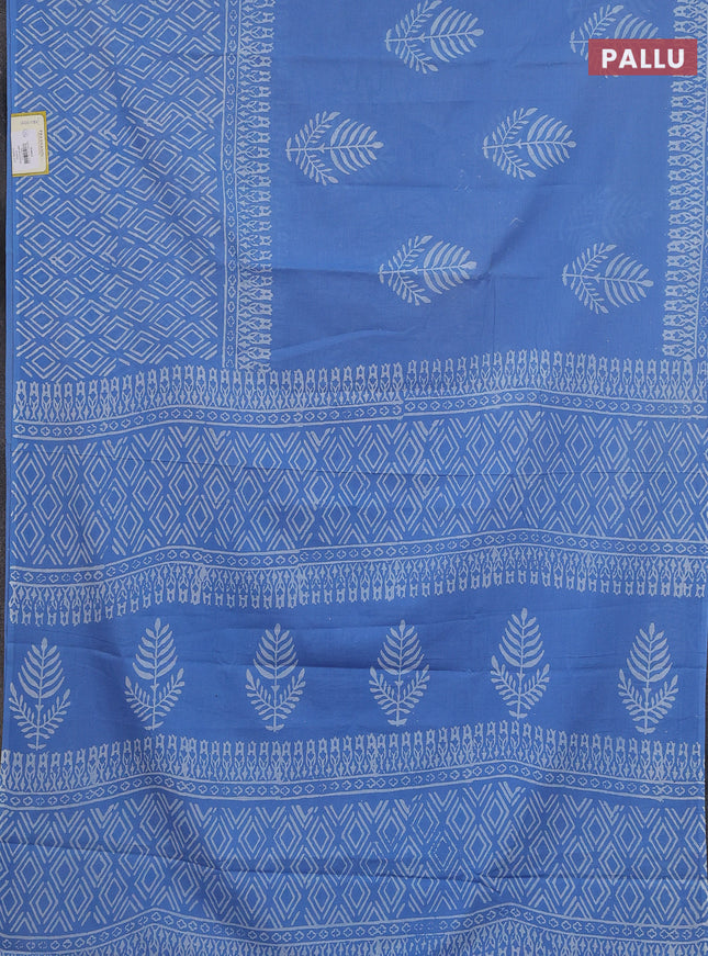 Jaipur cotton saree blue shade with butta prints and printed border