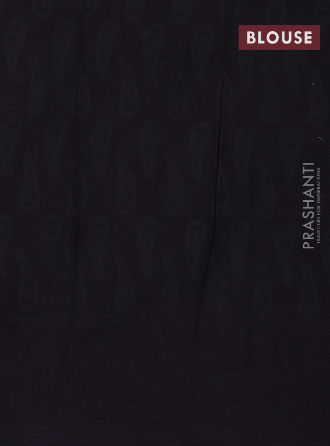 Jaipur cotton saree navy blue and maroon blue with allover floral prints and printed border