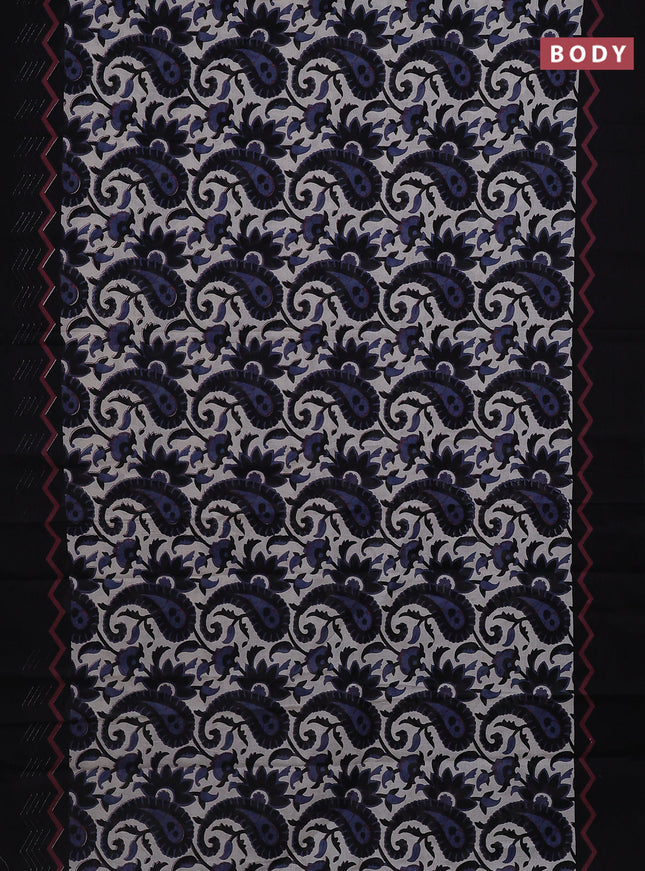 Jaipur cotton saree beige and black with allover prints and simple border