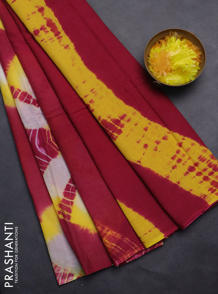 Jaipur cotton saree pink and yellow with tie & dye prints in borderless style