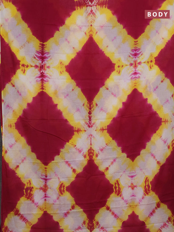 Jaipur cotton saree pink and yellow with tie & dye prints in borderless style