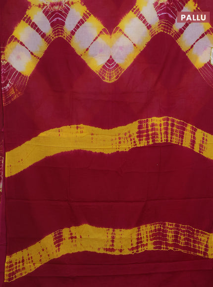 Jaipur cotton saree pink and yellow with tie & dye prints in borderless style