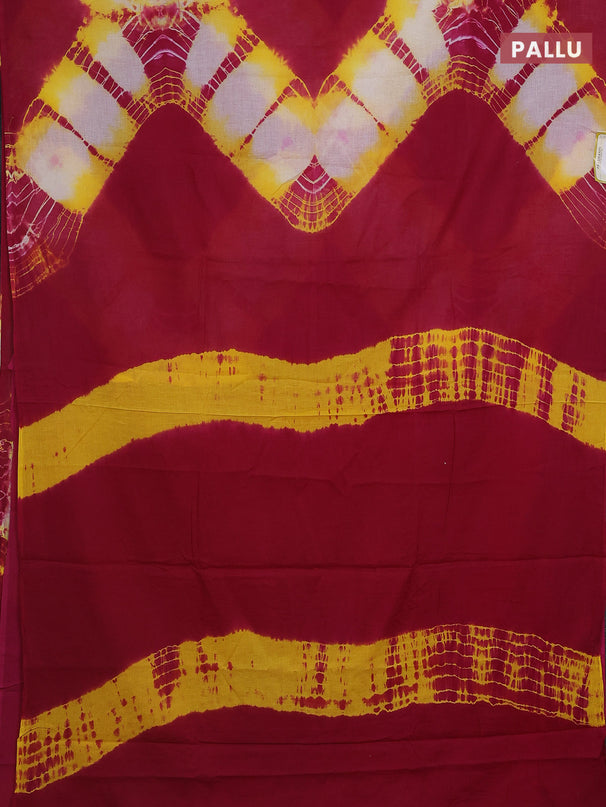 Jaipur cotton saree pink and yellow with tie & dye prints in borderless style