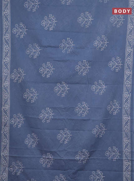 Jaipur cotton saree bluish grey with butta prints and printed border