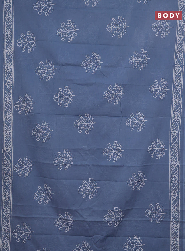 Jaipur cotton saree bluish grey with butta prints and printed border
