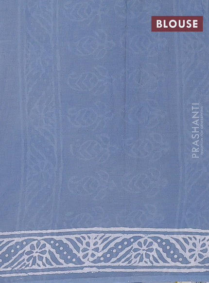Jaipur cotton saree bluish grey with butta prints and printed border