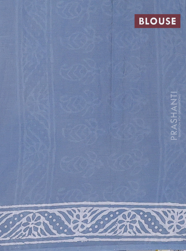 Jaipur cotton saree bluish grey with butta prints and printed border