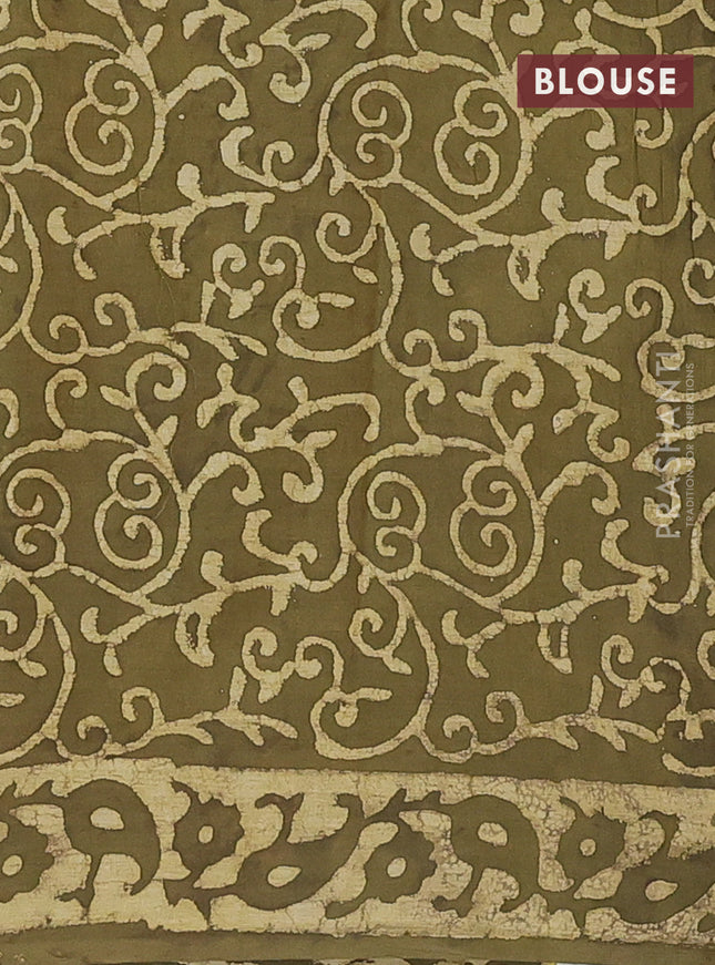 Jaipur cotton saree mehendi green with allover warli prints and printed border