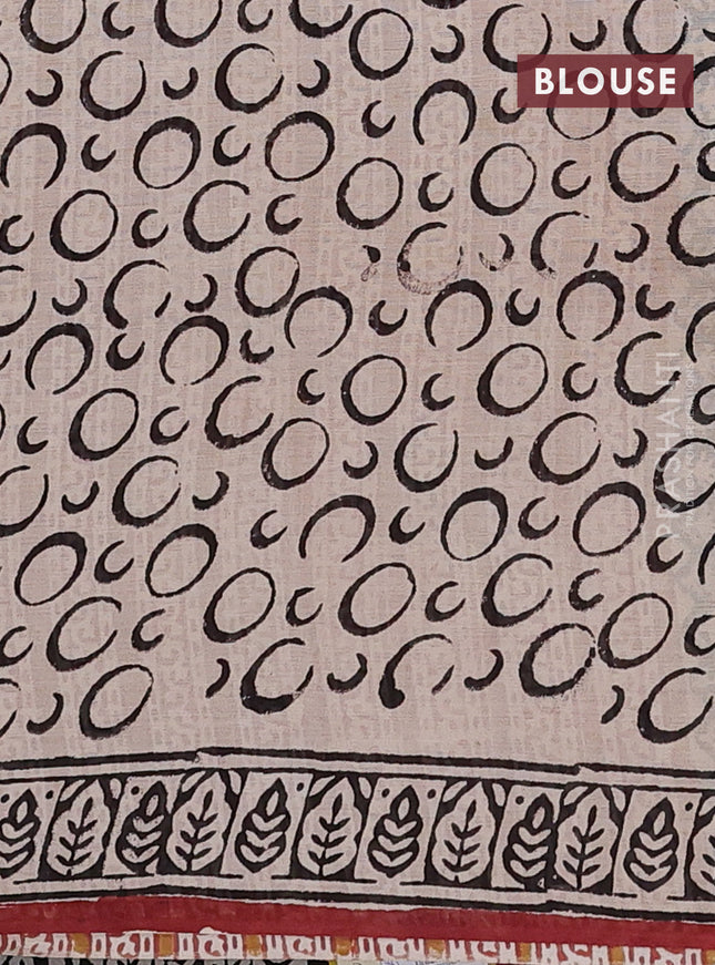 Jaipur cotton saree beige and maroon with paisley butta prints and printed border