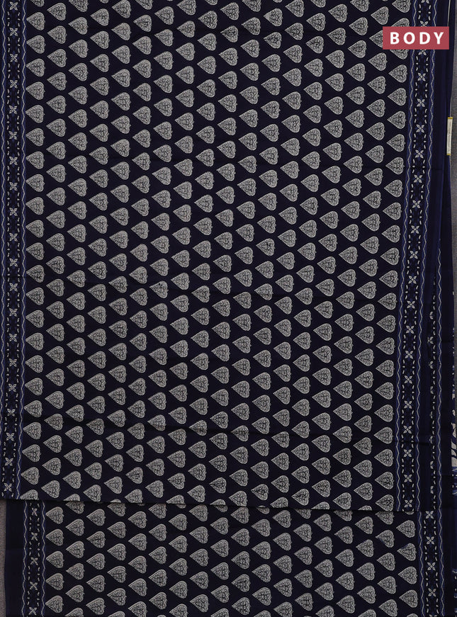 Jaipur cotton saree navy blue with butta prints and printed border