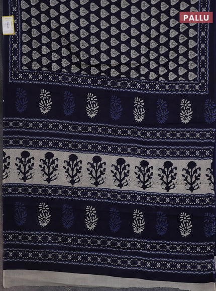 Jaipur cotton saree navy blue with butta prints and printed border