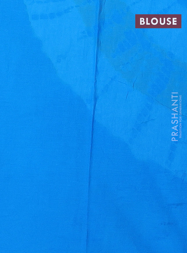 Jaipur cotton saree yellow and blue with allover batik prints in borderless style