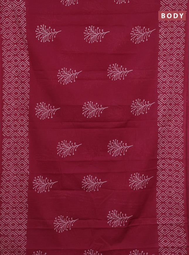 Jaipur cotton saree maroon with butta prints and printed border
