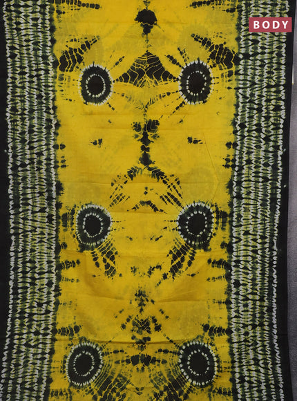 Jaipur cotton saree black and yellow with allover shibori prints and printed border