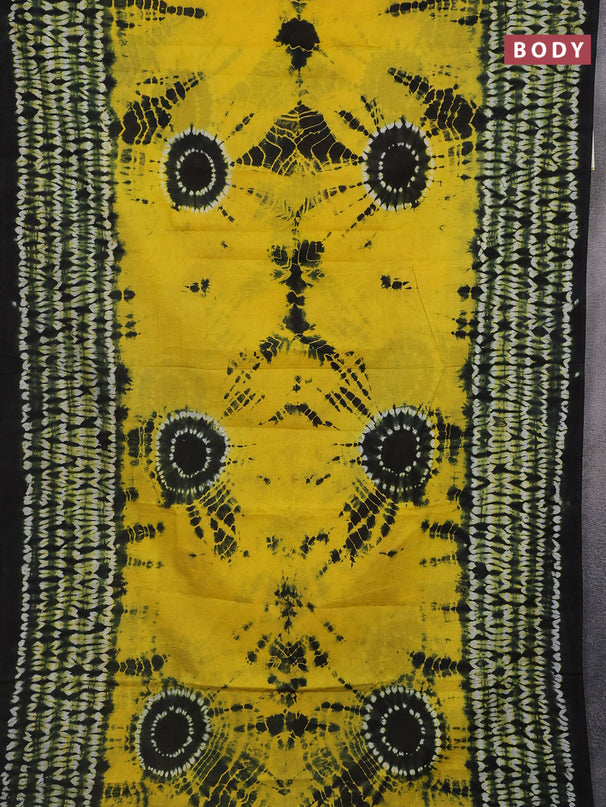 Jaipur cotton saree black and yellow with allover shibori prints and printed border