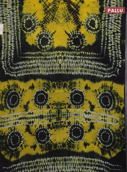 Jaipur cotton saree black and yellow with allover shibori prints and printed border