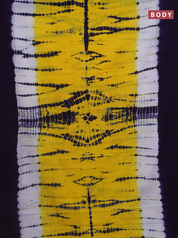 Jaipur cotton saree blue and yellow with tie & dye prints and simple border