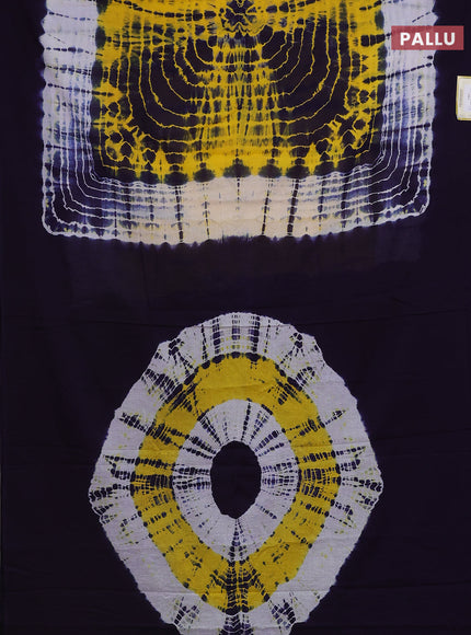 Jaipur cotton saree blue and yellow with tie & dye prints and simple border