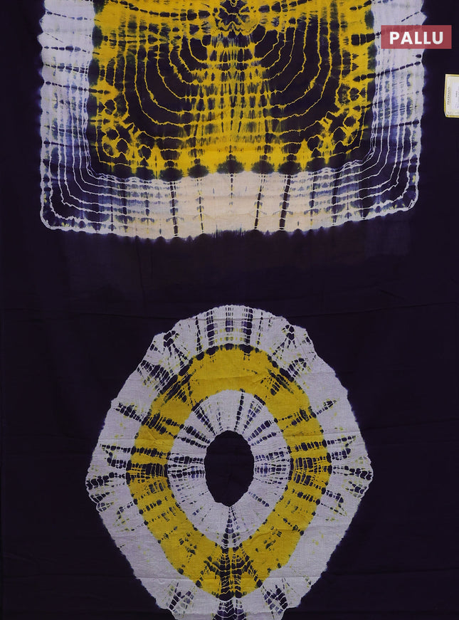 Jaipur cotton saree blue and yellow with tie & dye prints and simple border