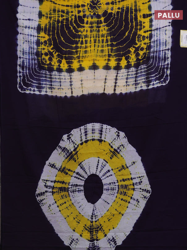 Jaipur cotton saree blue and yellow with tie & dye prints and simple border