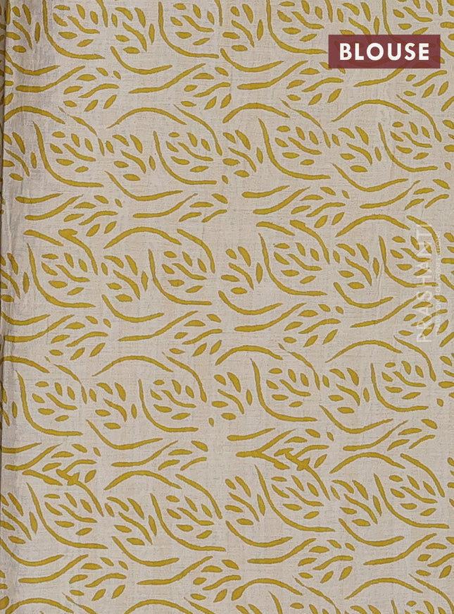 Jaipur cotton saree beige and yellow with allover checked pattern and printed border