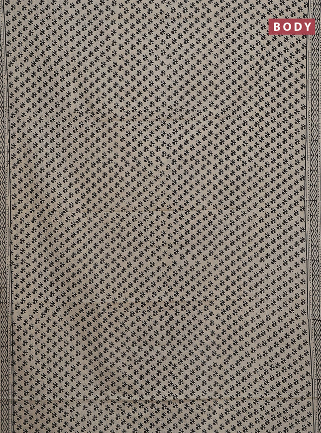 Jaipur cotton saree cream and yellow with butta prinrs and printed border