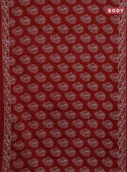 Jaipur cotton saree red with butta prinrs in borderless style