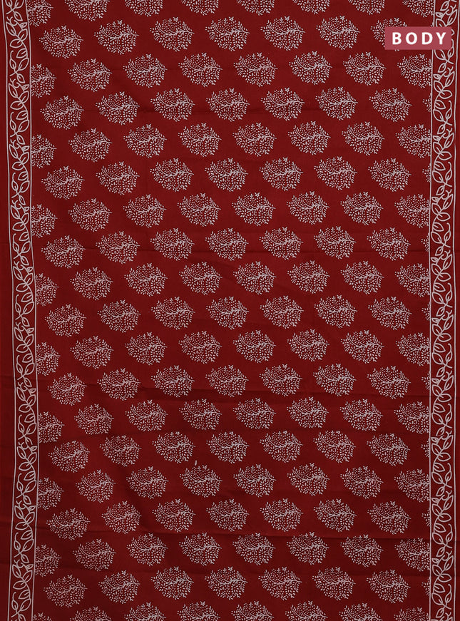 Jaipur cotton saree red with butta prinrs in borderless style