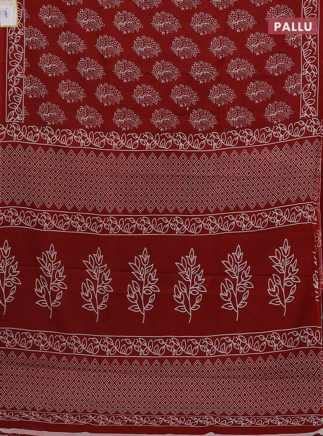 Jaipur cotton saree red with butta prinrs in borderless style