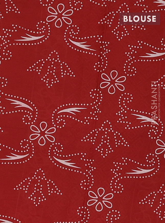 Jaipur cotton saree red with butta prinrs in borderless style