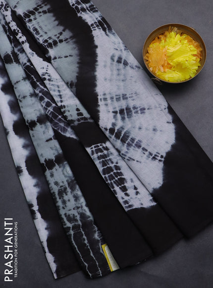 Jaipur cotton saree black and grey with tie & dye prints in borderless style