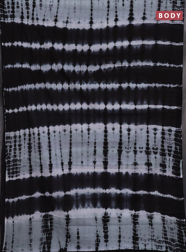 Jaipur cotton saree black and grey with tie & dye prints in borderless style