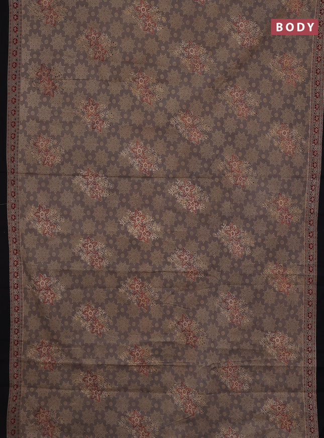 Jaipur cotton saree grey and black with allover ajrakh prints and printed border