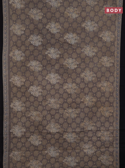 Jaipur cotton saree grey and black with allover ajrakh prints and printed border