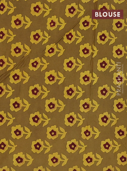 Jaipur cotton saree mehendi green and black with butta prints and printed border