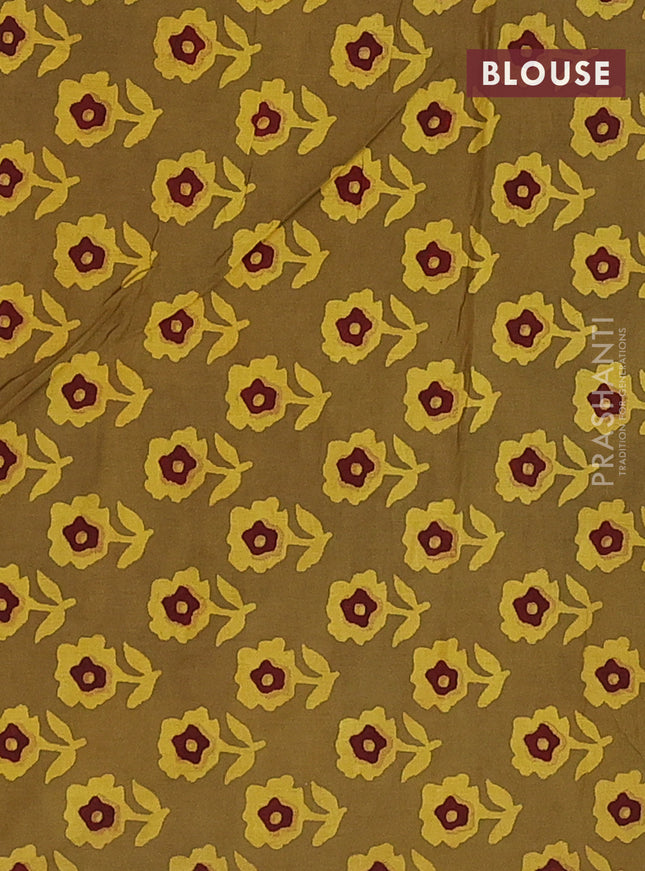 Jaipur cotton saree mehendi green and black with butta prints and printed border