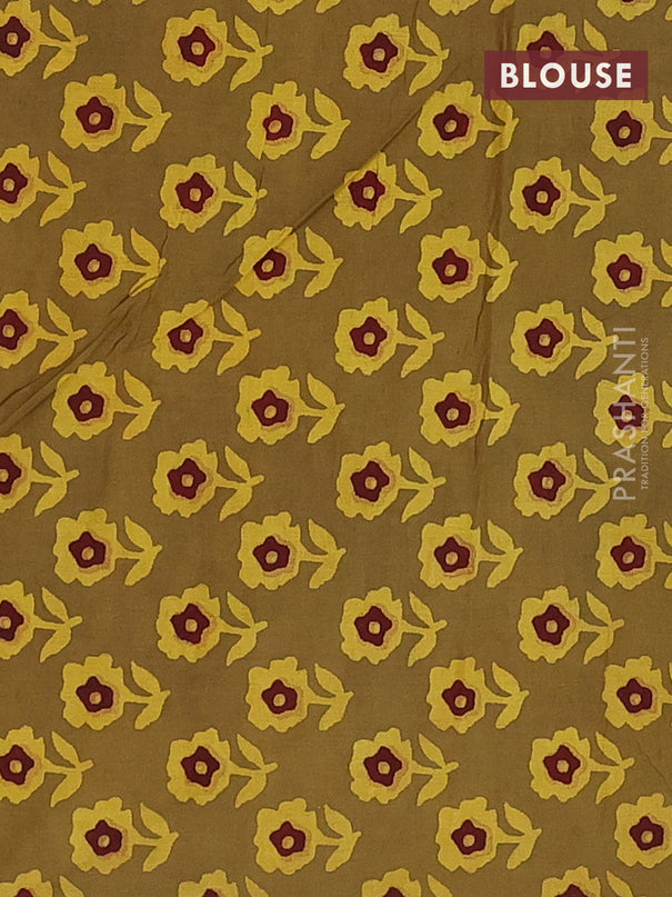 Jaipur cotton saree mehendi green and black with butta prints and printed border