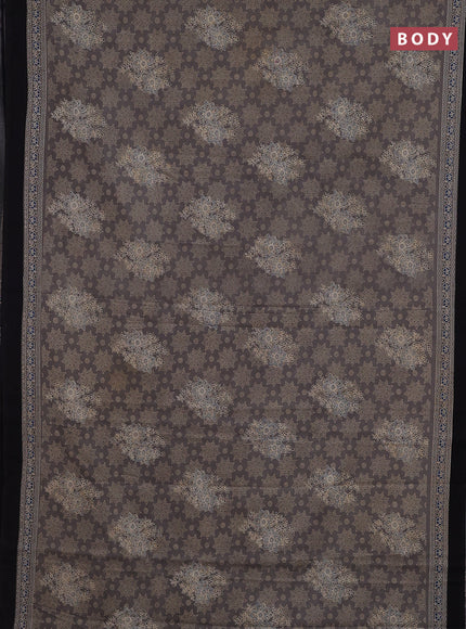 Jaipur cotton saree grey and black with allover ajrakh prints and printed border