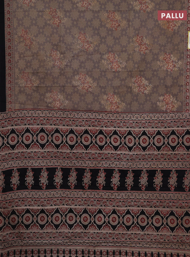 Jaipur cotton saree grey and black with butta prints and printed border