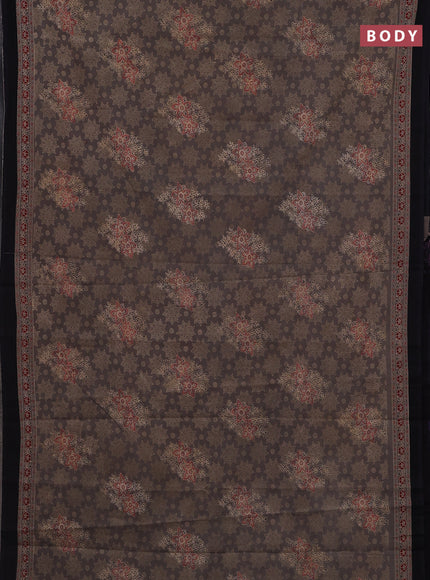 Jaipur cotton saree grey and black with allover ajrakh prints and printed border