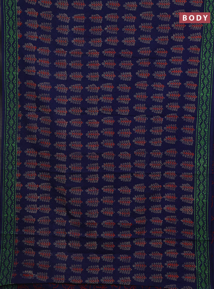 Jaipur cotton saree dark blue and green with butta prints and printed border