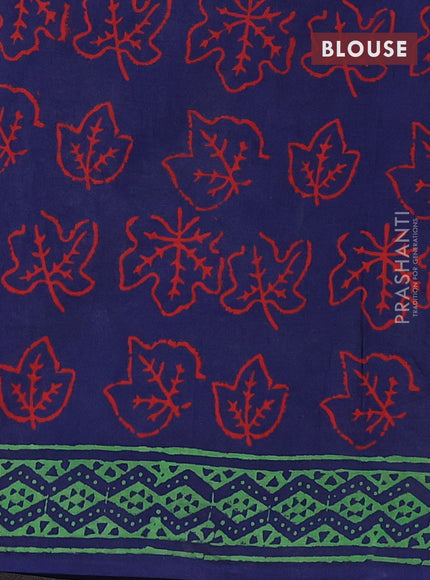 Jaipur cotton saree dark blue and green with butta prints and printed border