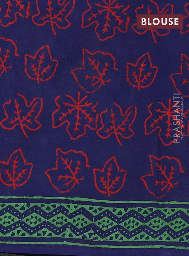 Jaipur cotton saree dark blue and green with butta prints and printed border