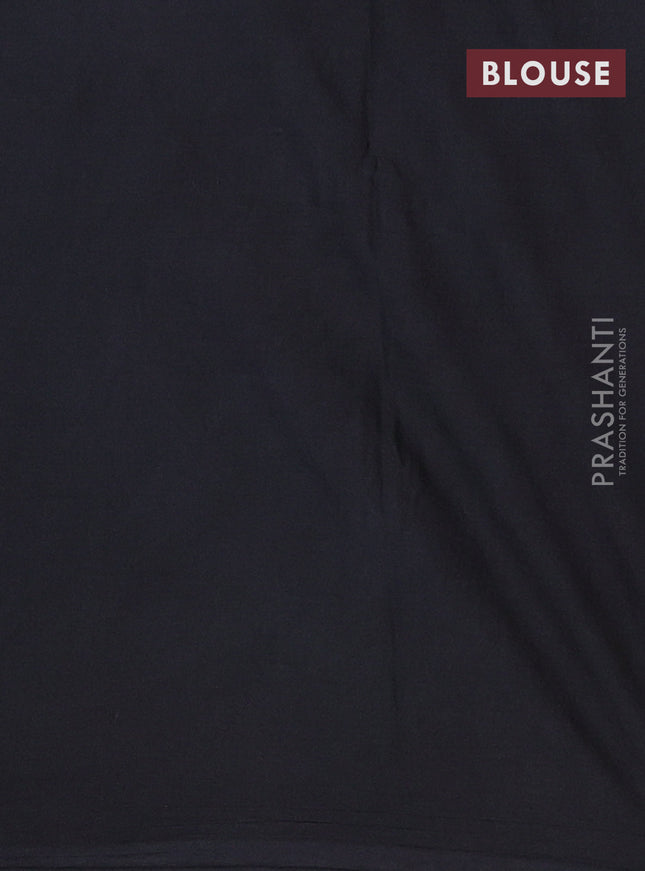 Jaipur cotton saree black and light green with batik butta prints and tie & dye border