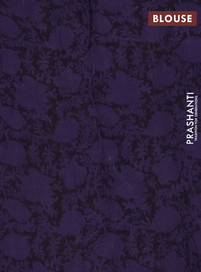 Jaipur cotton saree dark blue and black with allover kalamkari prints and printed border