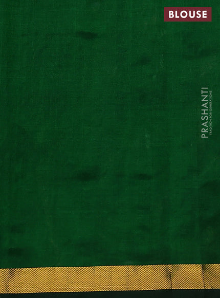 Silk cotton saree green with allover embroidery work and zari woven border