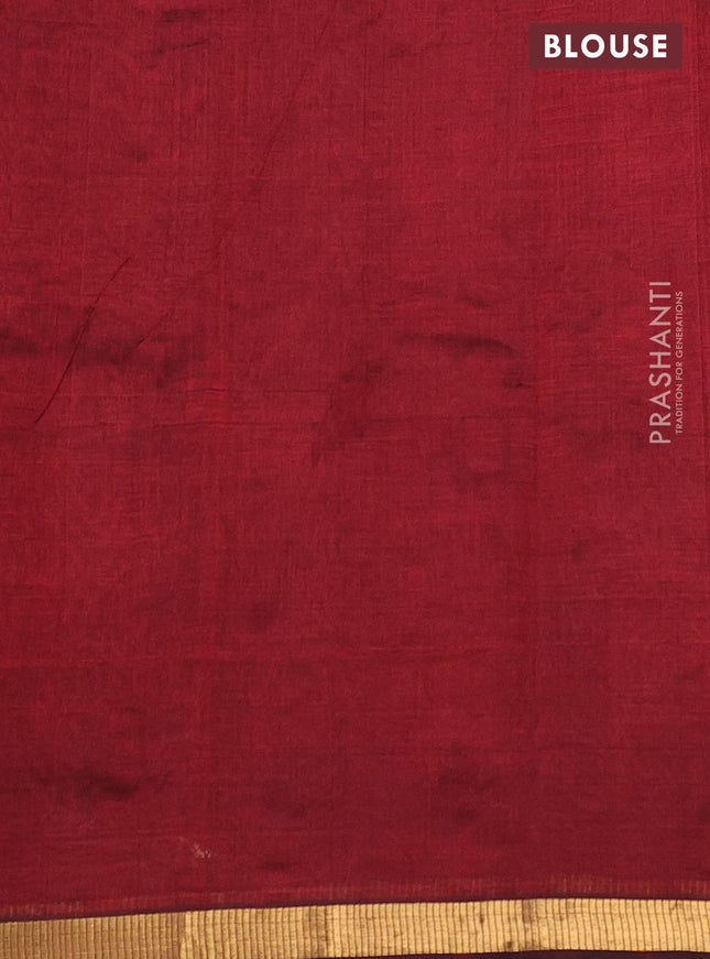 Silk cotton saree maroon with allover embroidery work and zari woven border