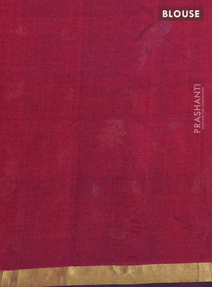 Silk cotton saree maroon with allover embroidery work and zari woven border