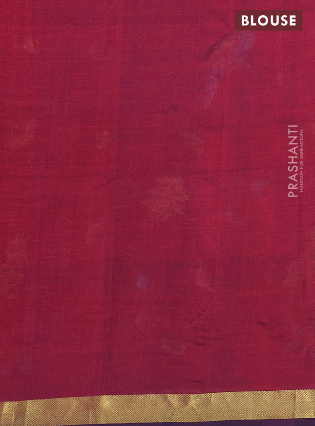 Silk cotton saree maroon with allover embroidery work and zari woven border